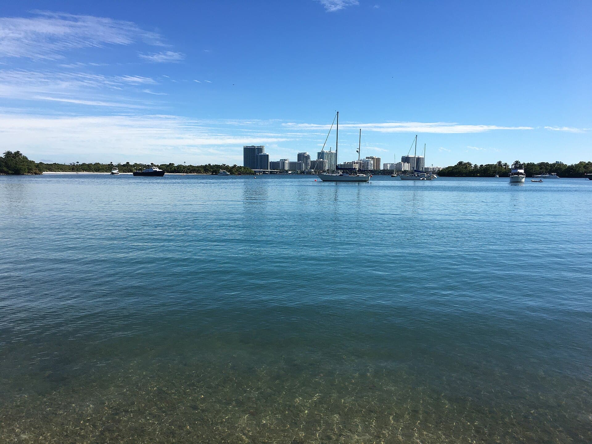 The Bal Harbour skyline seen across Biscayne Bay, near Bay Harbor Islands